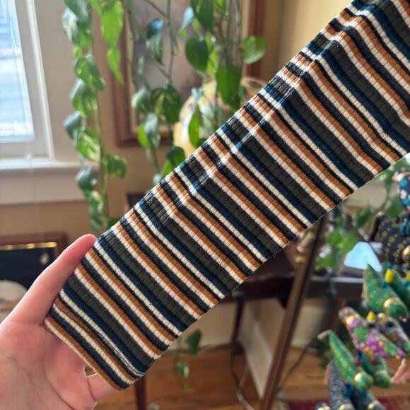 Camp Collection 1970s Style Stripe Ribbed Turtleneck XS Retro - Picture 4 of 6